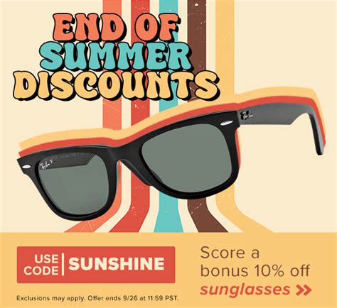 summer discounts on sunglasses.